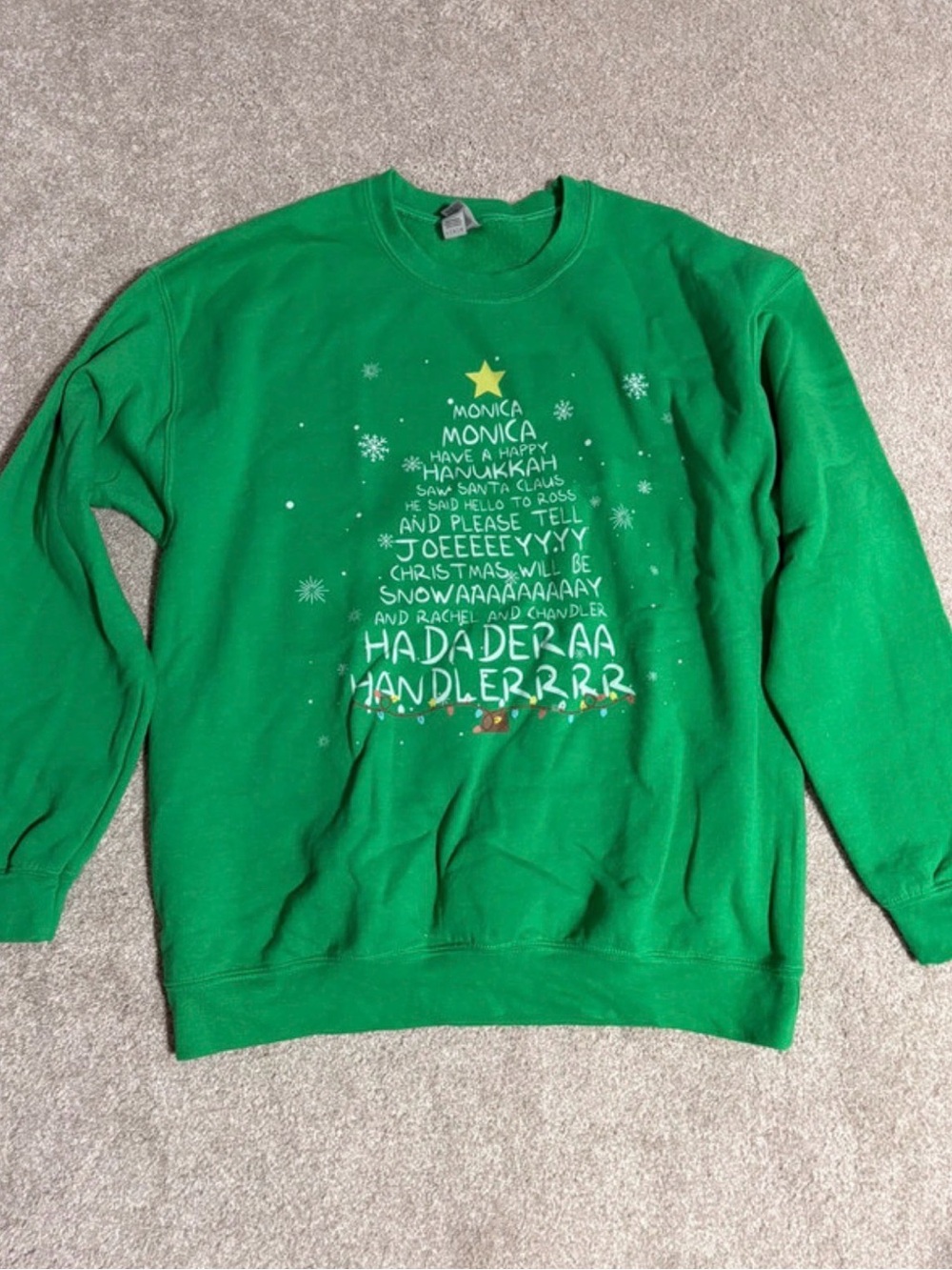 FRIENDS Green Holiday Graphic Crewneck Sweater